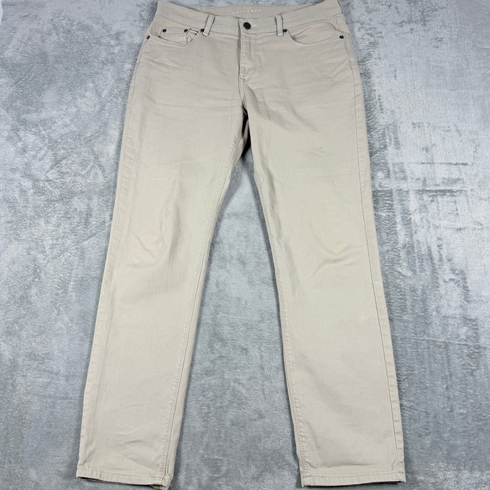 Mott & Bow Mens 33x32 Slim Mercer Light Khaki Twill Chino Pants
